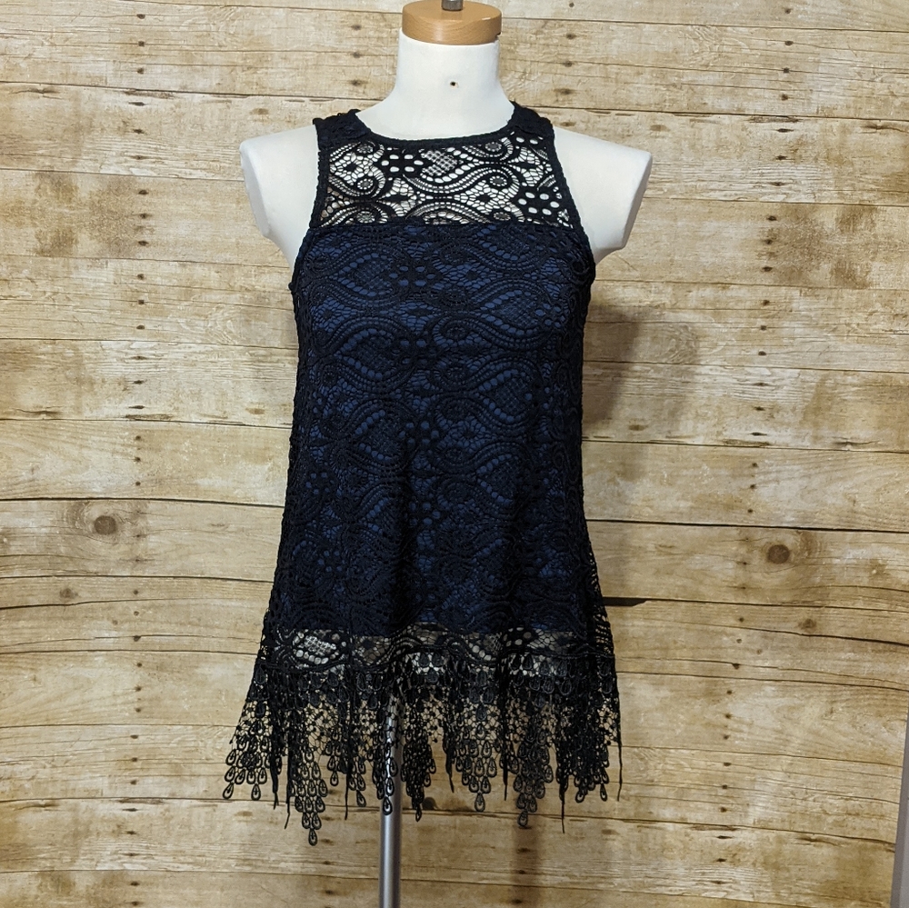 Alter'd State Blaack and Blue Lace Top
